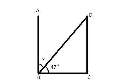 What is the measure of angle x?  enter your answer in the box. x = ° two perpendicular lines interse