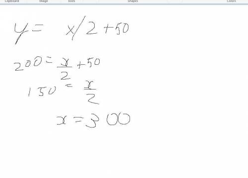 Y= x/2 + 50. write the steps needed to find the input values.