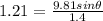 1.21= \frac{9.81sin\theta }{1.4}