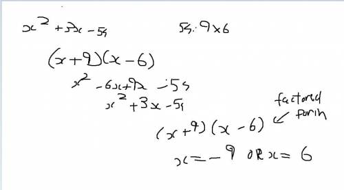 Quadratic equations of the form ax²+ b×+ c=0 ×²+3×-54=0 ?