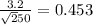 \frac{3.2}{\sqrt 250  } =0.453