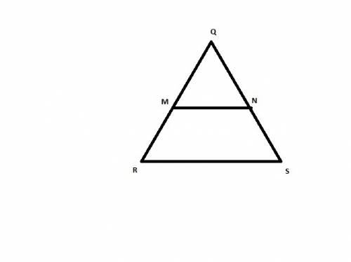For which segment lengths is qs¯¯¯¯¯ parallel to mn¯¯¯¯¯¯¯ ?  a triangle with vertices labeled as q,