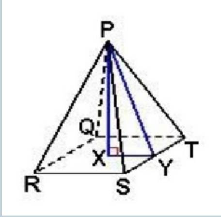 Given a regular square pyramid with rs = 6 and px = 4, find the following measure. xt =