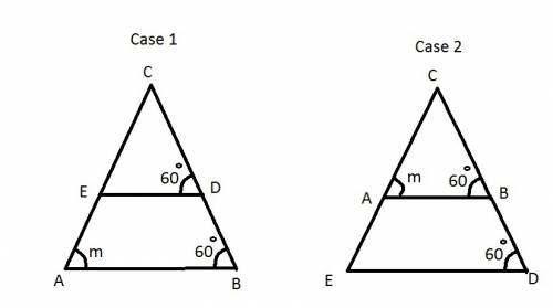 What is the measure of angle ced?  there are two triangles labeled abc and dce with a common vertex