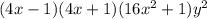 (4x-1)(4x+1)(16x^2+1)y^2