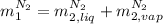 m_1^{N_2}=m_{2,liq}^{N_2}+m_{2,vap}^{N_2}