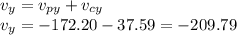 v_y=v_{py}+v_{cy}\\v_y=-172.20-37.59=-209.79