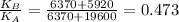 \frac{K_B}{K_A}=\frac{6370+5920}{6370+19600}=0.473