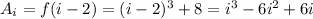 A_i=f(i-2)=(i-2)^3+8=i^3-6i^2+6i