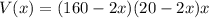 V(x)=(160-2x)(20-2x)x