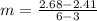 m=\frac{2.68-2.41}{6-3}