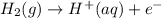 H_{2}(g) \rightarrow H^{+}(aq) + e^{-}