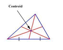 The centroid of a triangle is found by constructing the