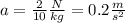 a=\frac{2}{10}\frac{N}{kg}=0.2\frac{m}{s^{2}}