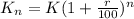 K_n=K(1+\frac{r}{100})^n