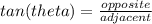 tan(theta) = \frac{opposite}{adjacent}