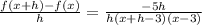 \frac{f(x+h)-f(x)}{h}=\frac{-5h}{h(x+h-3)(x-3)}