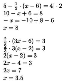 9. 1/3(x+6) =8 15. 1/5(x+10)=6 20. 1/8(24x+32)=10 32. 5-1/2(x-6)=4 33.2/3(3x-6)=3