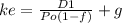 ke=\frac{D1}{Po(1-f)}+g