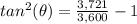 tan^{2} (\theta)=\frac{3,721}{3,600}-1