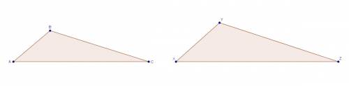 Triangle abc is similar to triangle xyz by the aa similarity postulate. also, m∠a = 39° and m∠c = 24