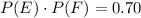 P(E)\cdot P(F)=0.70