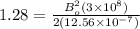 1.28 = \frac{B_{o}^{2}(3\times 10^{8})}{2(12.56\times 10^{-7})}