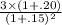 \frac{3\times (1+.20)}{(1+.15)^2}