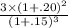 \frac{3\times (1+.20)^2}{(1+.15)^3}