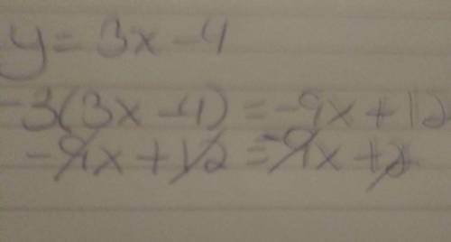 What is the solution of the system of equations?  y = 3x - 4 - 3y = -9x + 12