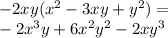-2xy(x^{2}-3xy+y^{2})=\\-2x^{3}y+6x^{2}y^{2}-2xy^{3}
