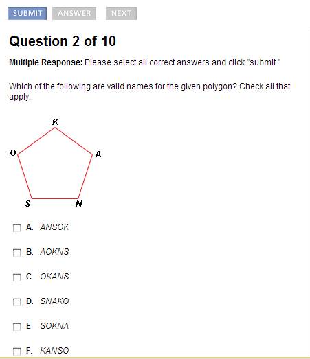 Which of the following are valid names for the given polygon?