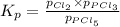 K_p=\frac{p_{Cl_2}\times p_{PCl_3}}{p_{PCl_5}}