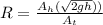 R = \frac{A_{h} (\sqrt{2gh}))}{A_{t}}