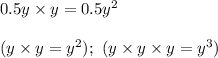 0.5y\times y=0.5y^2\\\\(y\times y=y^2);\ (y\times y\times y=y^3)