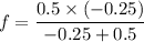 f=\dfrac{0.5\times(-0.25)}{-0.25+0.5}