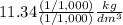 11.34\frac{(1/1,000)}{(1/1,000)}\frac{kg}{dm^3}