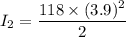 I_2=\dfrac{118\times (3.9)^2}{2}