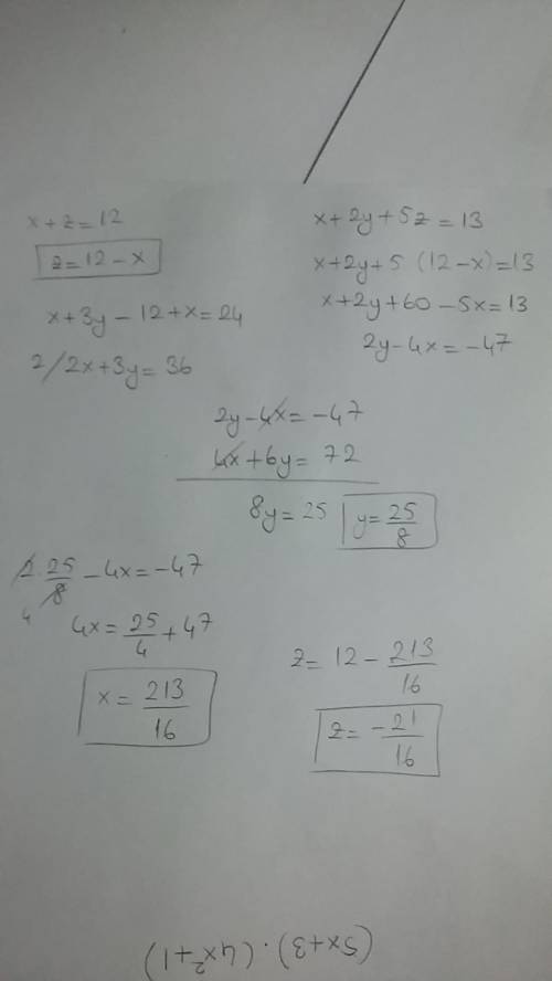 How do you solve this linear systems of equations?  x+3y−z=24 x+2y+5z=13 x+z=12