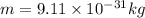 m=9.11\times 10^{-31}kg