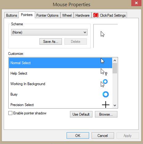 What can you do in the mouse properties