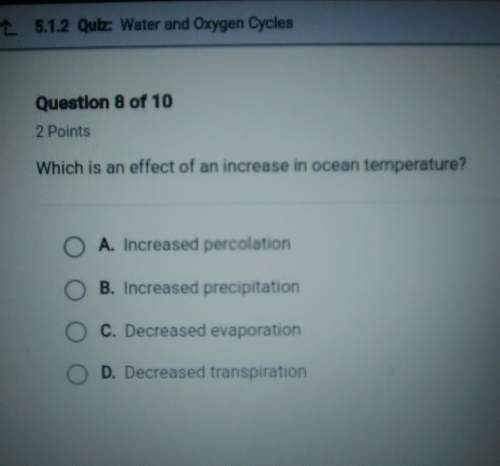Which is an effect of an increase in ocean temperature? answer in picture!