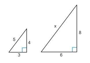 Can someone mee the triangles shown are similar. what is the value of x? a) 9 b) 10 c) 12 d) 15