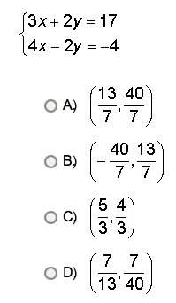Urgent which of the following ordered pairs is a solution of the given system of linear equations? o