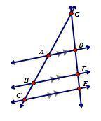 In the given diagram, which of the following statements is not true: ab/bc=de/ef gb/ga=ge/gd ab/e