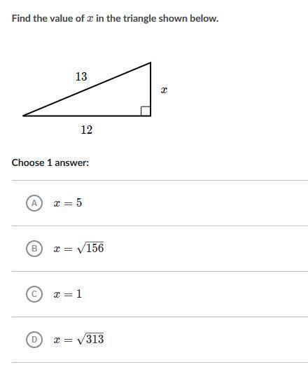 Find the value of x in the triangle shown below.
