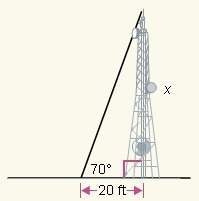 Use the information below to find the height of the communications tower. round your answer to the n