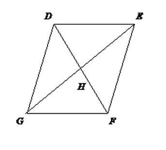 In parallelogram defg, dh = x + 1, hf = 3y, g h = 3 x − 4 , and he = 5y + 1. find the values of x an