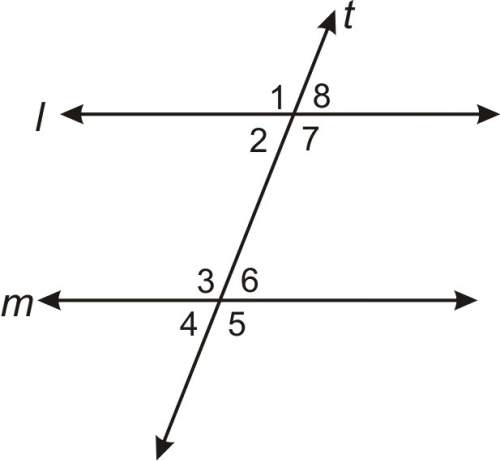 Answer this quick for 30 points! if line t is a transversal of lines l and m, name the angle relati