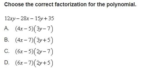Choose the correct factorization for the polynomial.